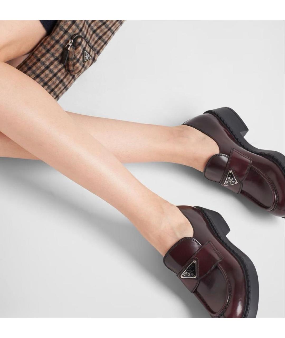 PRADA Бордовые кожаные лоферы, фото 4