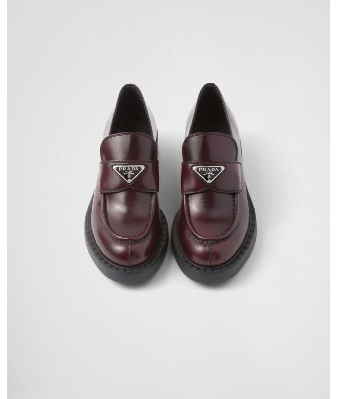 PRADA Бордовые кожаные лоферы, фото 2