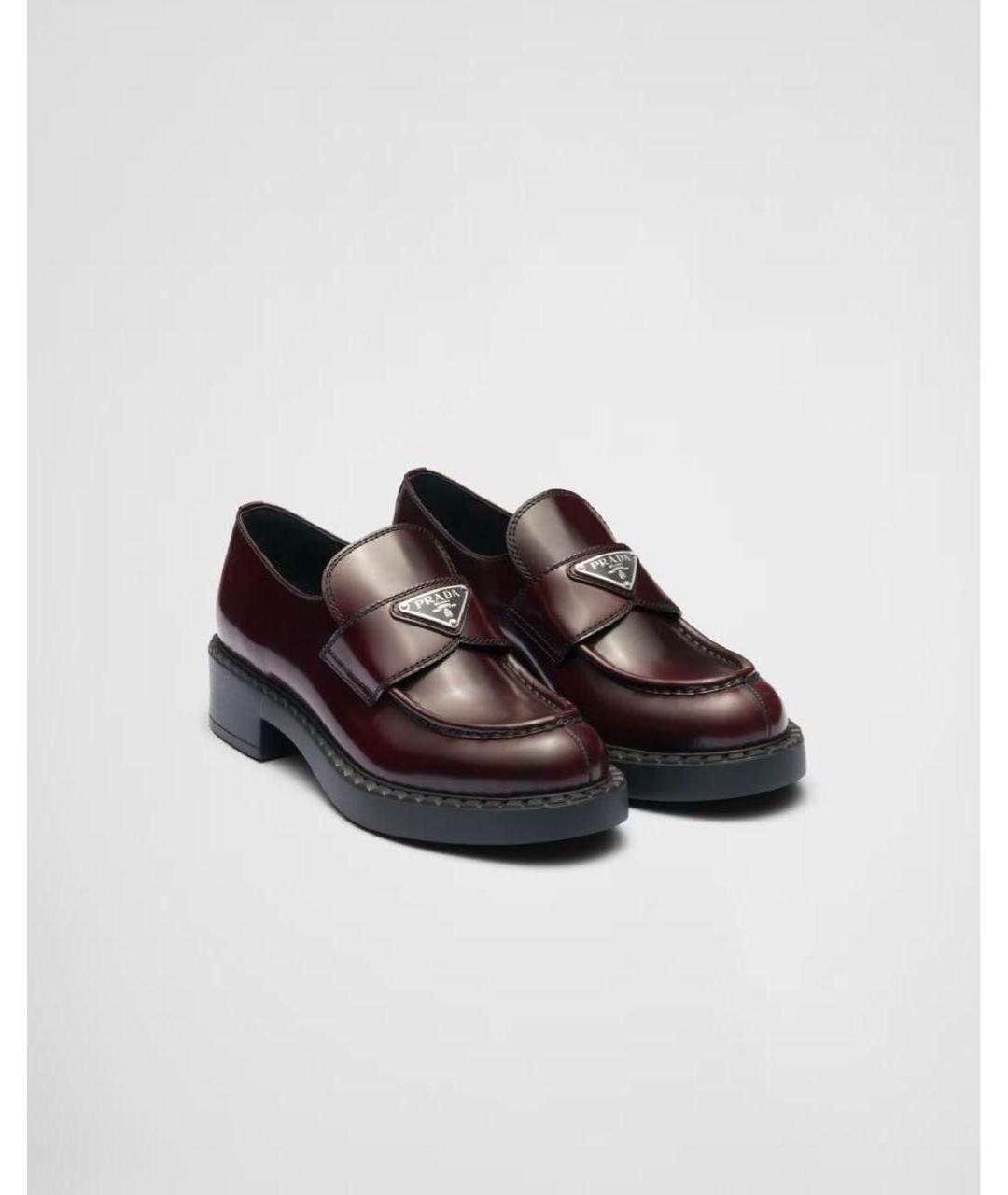 PRADA Бордовые кожаные лоферы, фото 3
