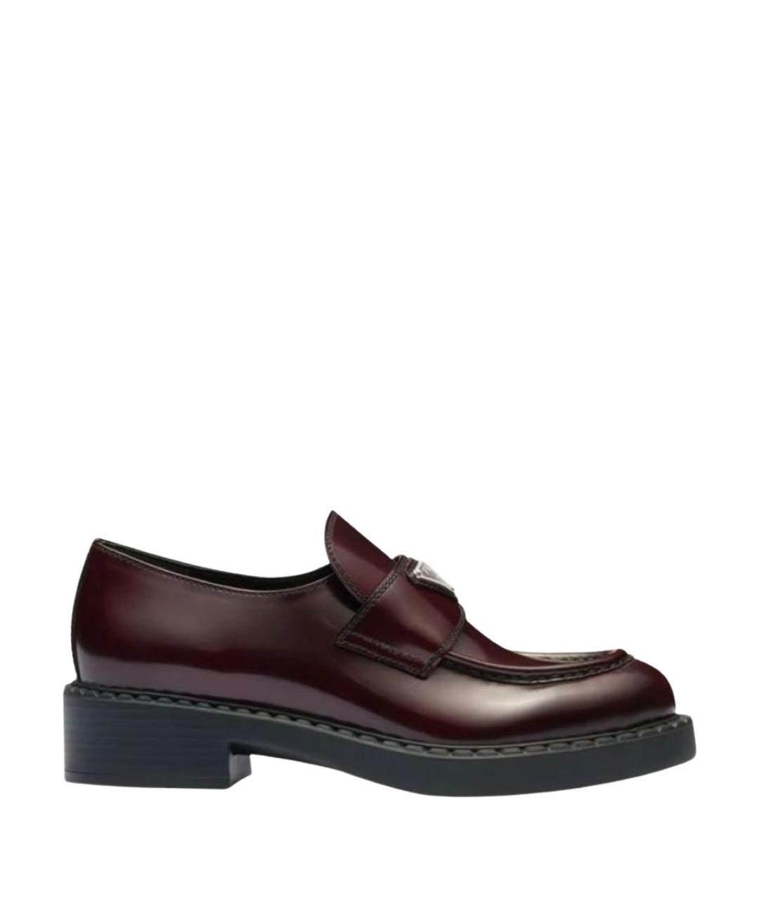 PRADA Бордовые кожаные лоферы, фото 1