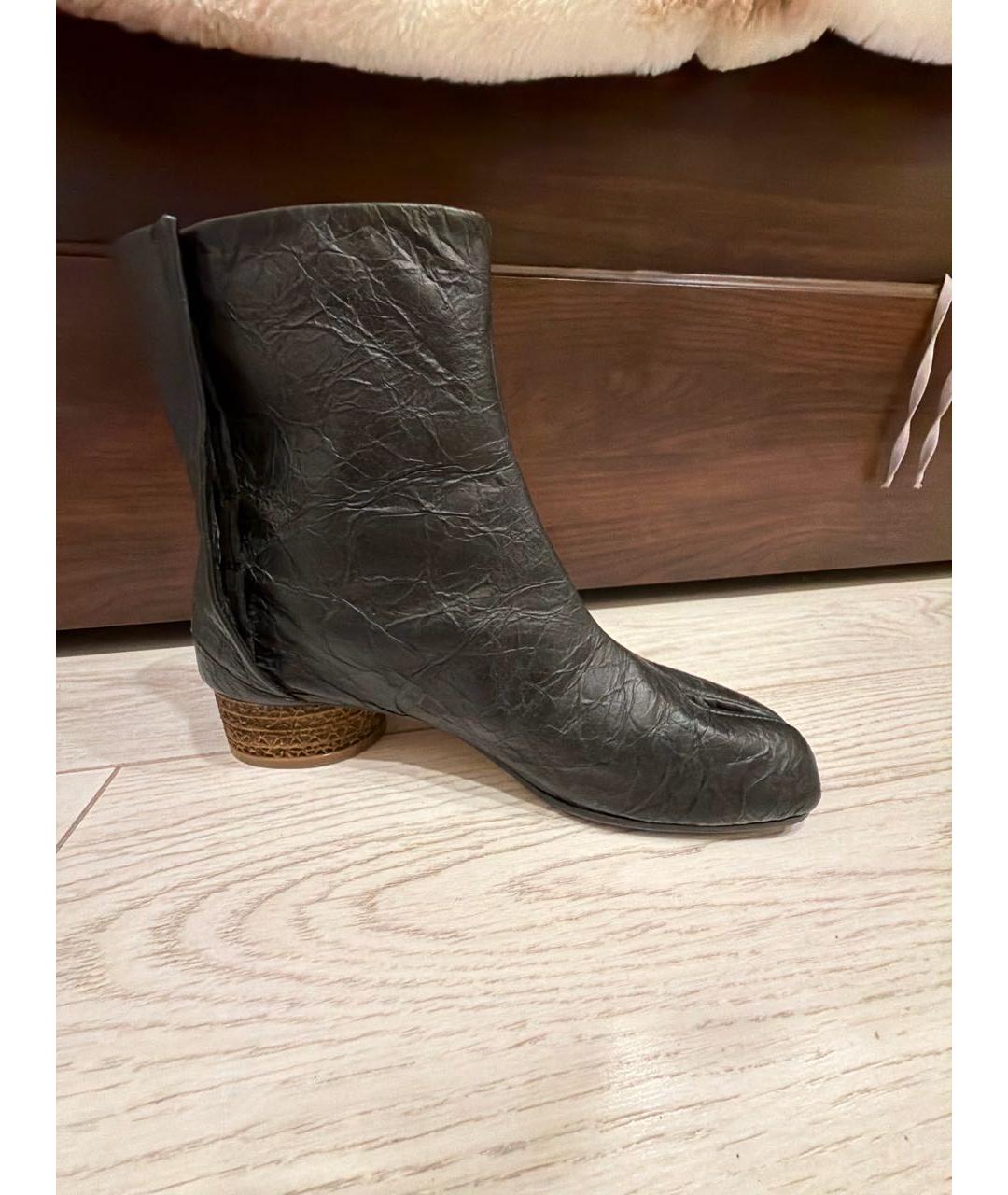 MAISON MARGIELA Черные кожаные полусапоги, фото 6