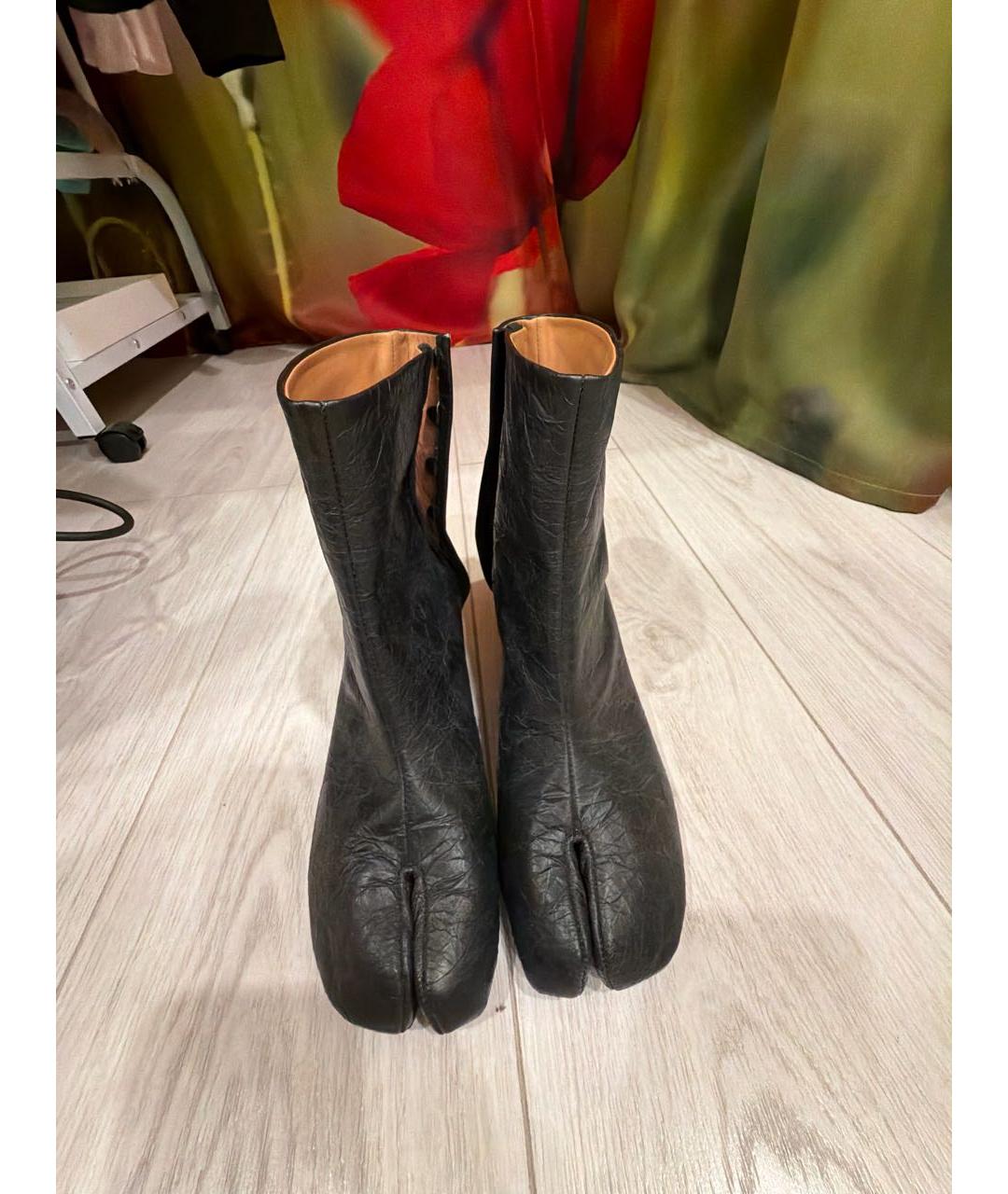 MAISON MARGIELA Черные кожаные полусапоги, фото 2