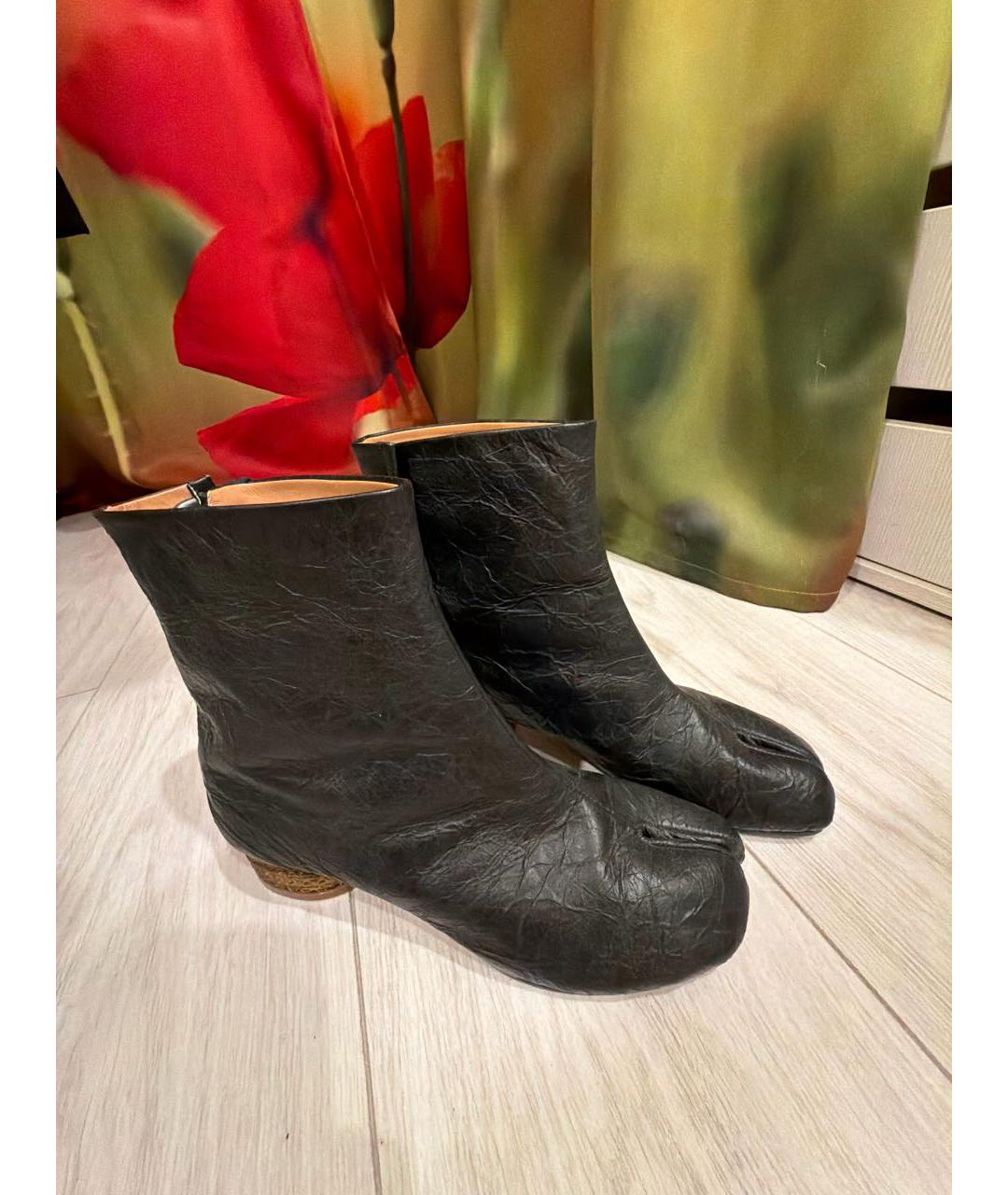 MAISON MARGIELA Черные кожаные полусапоги, фото 3