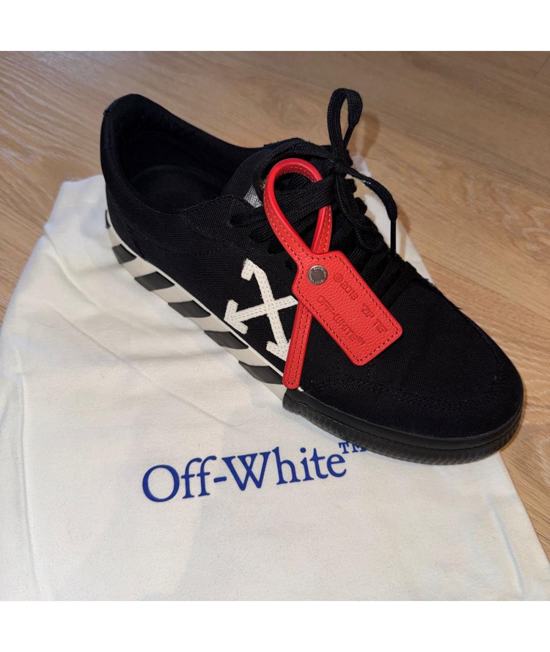 OFF-WHITE Черные текстильные низкие кроссовки / кеды, фото 3