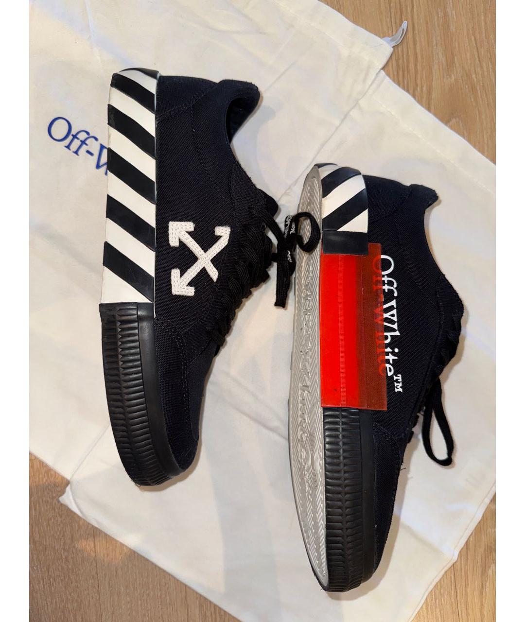 OFF-WHITE Черные текстильные низкие кроссовки / кеды, фото 4