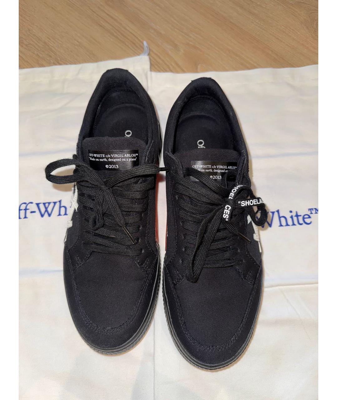 OFF-WHITE Черные текстильные низкие кроссовки / кеды, фото 2