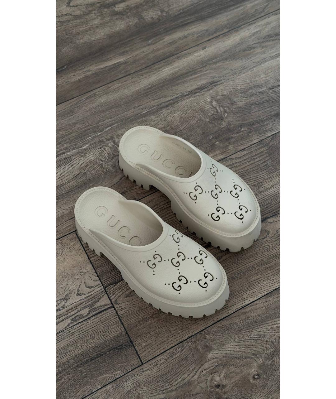 GUCCI Бежевые резиновые сабо, фото 2