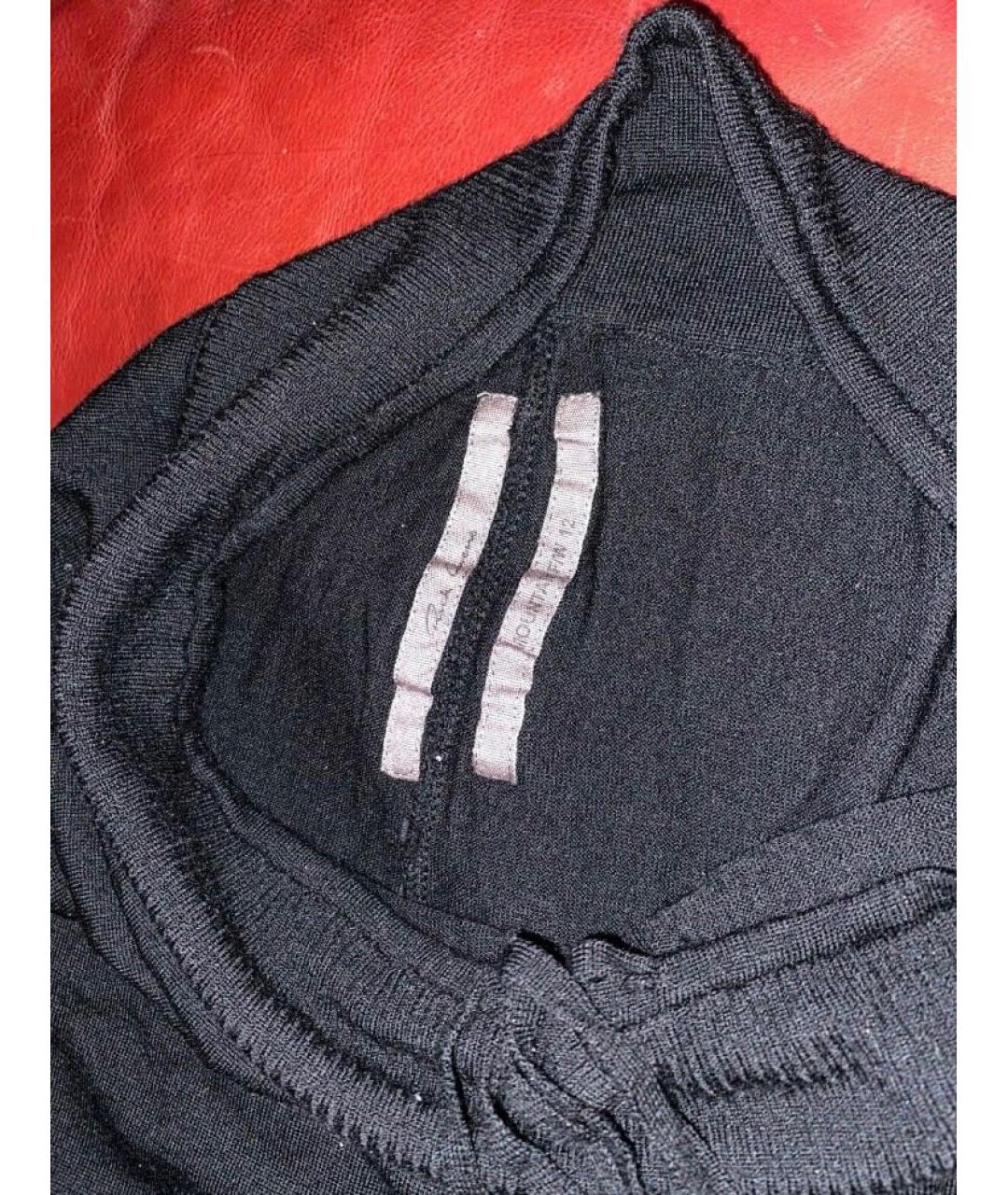 RICK OWENS Черные кашемировые прямые брюки, фото 3