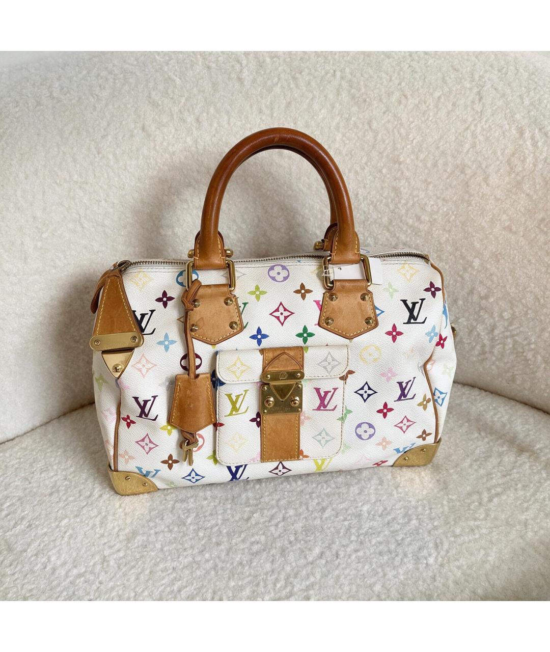 LOUIS VUITTON Белая сумка с короткими ручками из канвы, фото 9