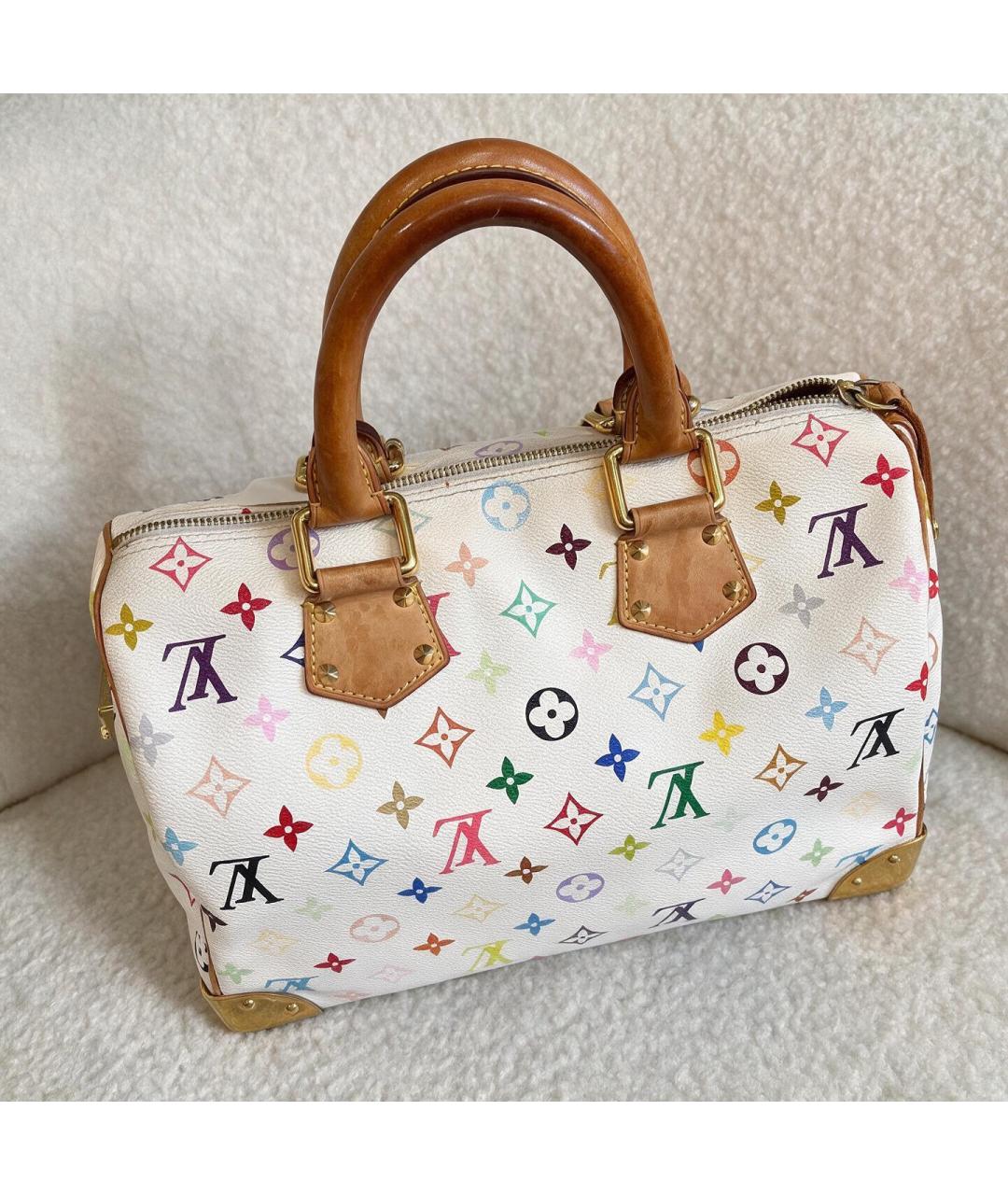 LOUIS VUITTON Белая сумка с короткими ручками из канвы, фото 3