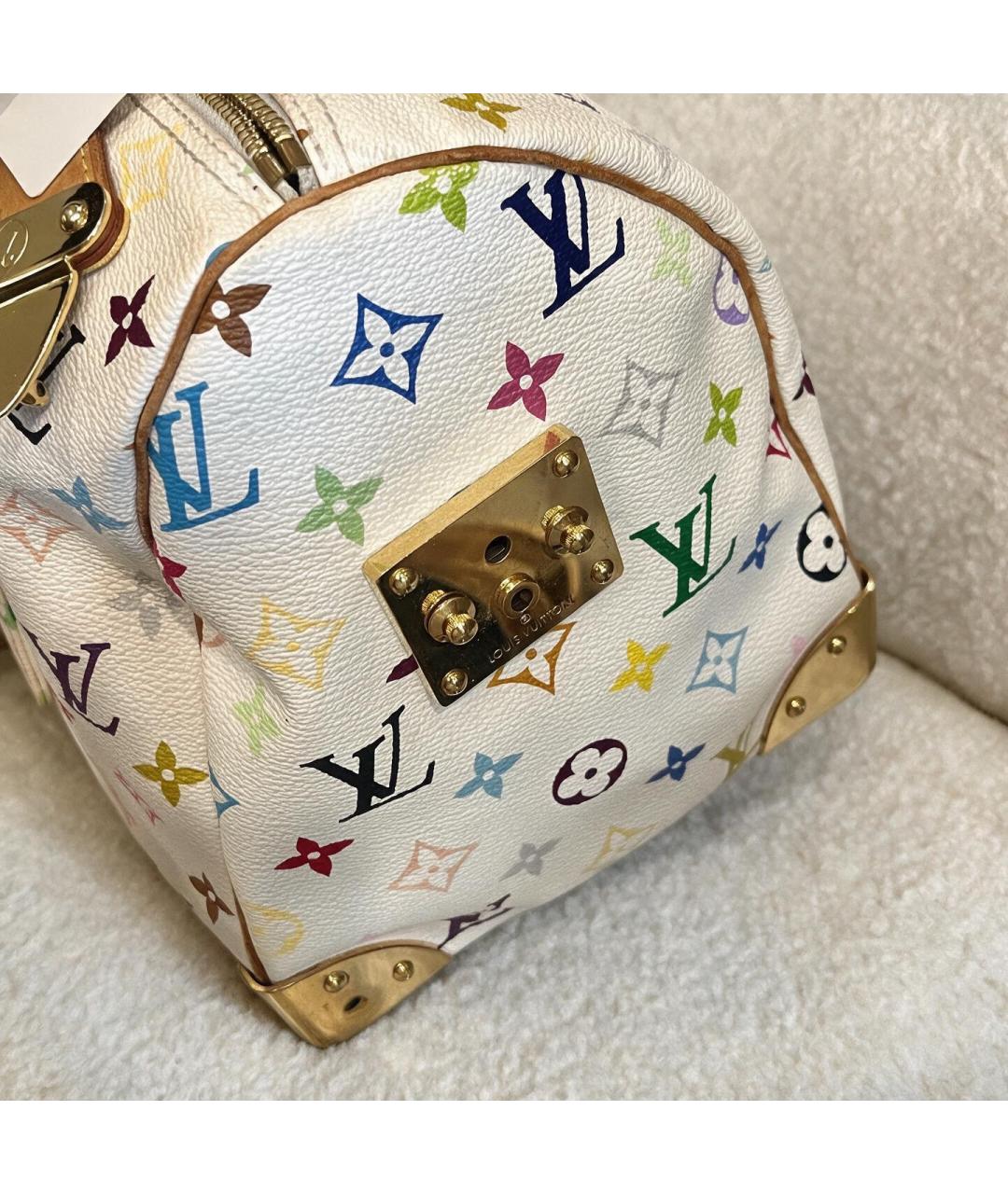 LOUIS VUITTON Белая сумка с короткими ручками из канвы, фото 5