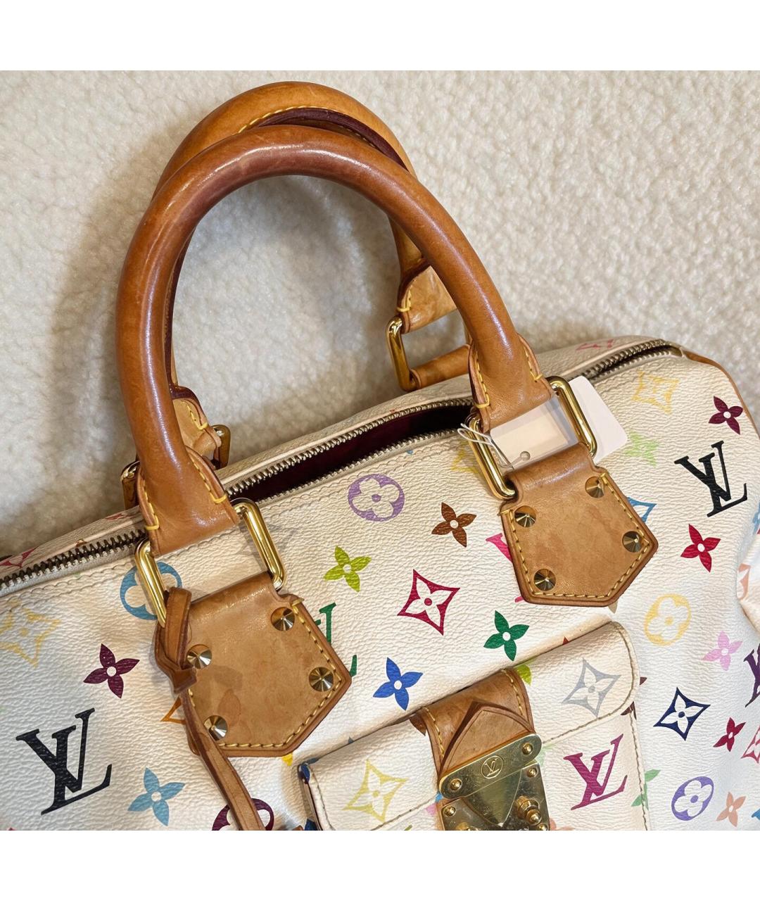 LOUIS VUITTON Белая сумка с короткими ручками из канвы, фото 2