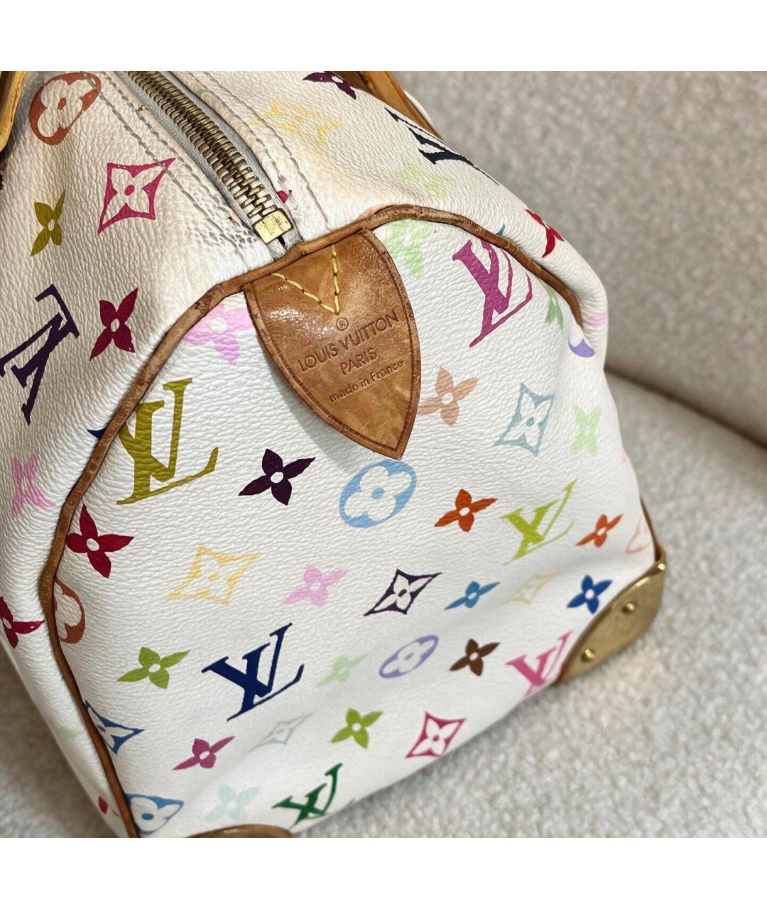 LOUIS VUITTON Белая сумка с короткими ручками из канвы, фото 4