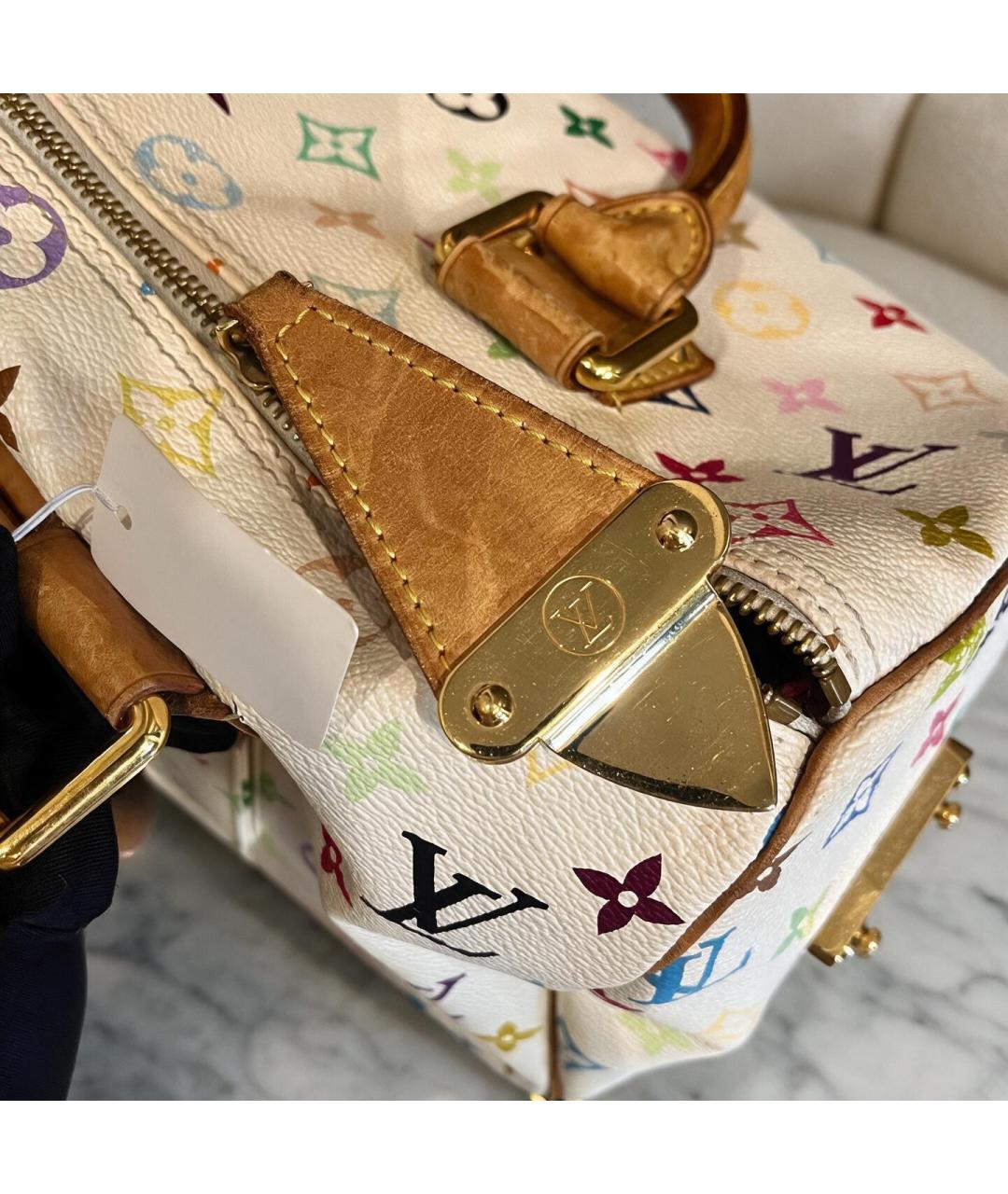 LOUIS VUITTON Белая сумка с короткими ручками из канвы, фото 6