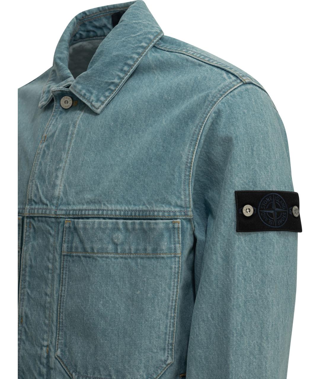STONE ISLAND Голубая хлопковая куртка, фото 4