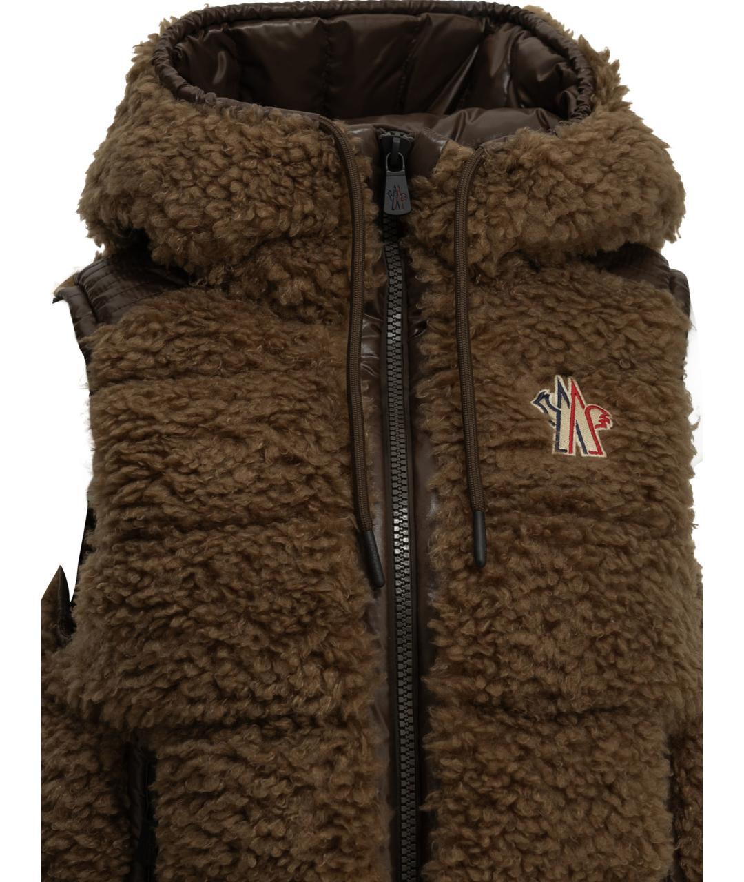 MONCLER GRENOBLE Коричневый полиэстеровый жилет, фото 3