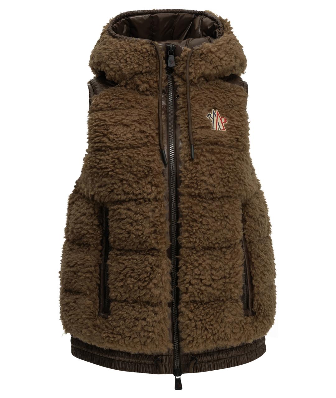 MONCLER GRENOBLE Коричневый полиэстеровый жилет, фото 1