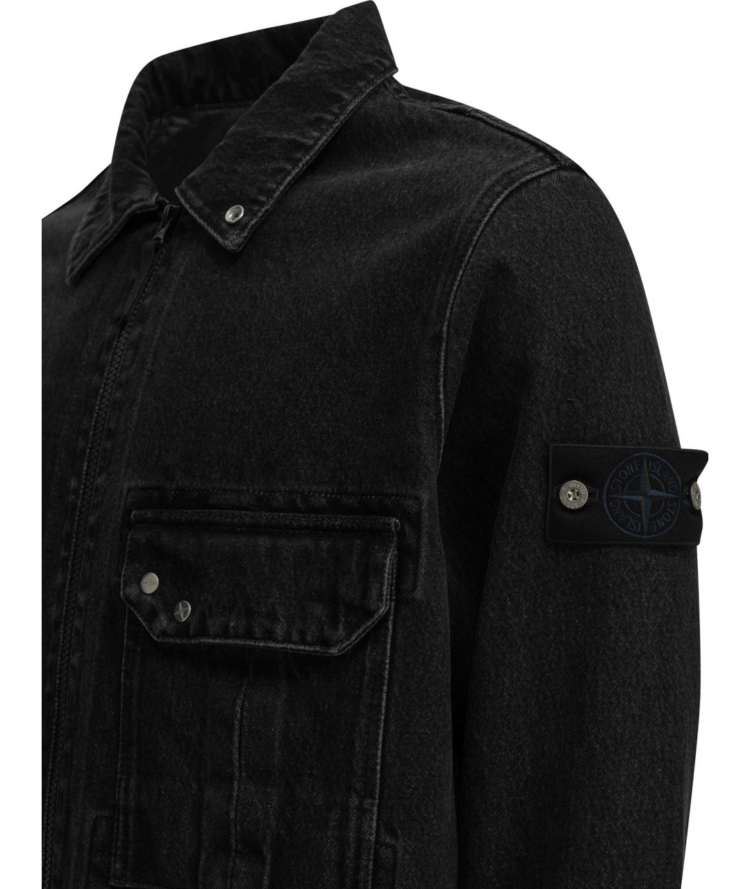 STONE ISLAND Черная хлопковая куртка, фото 4