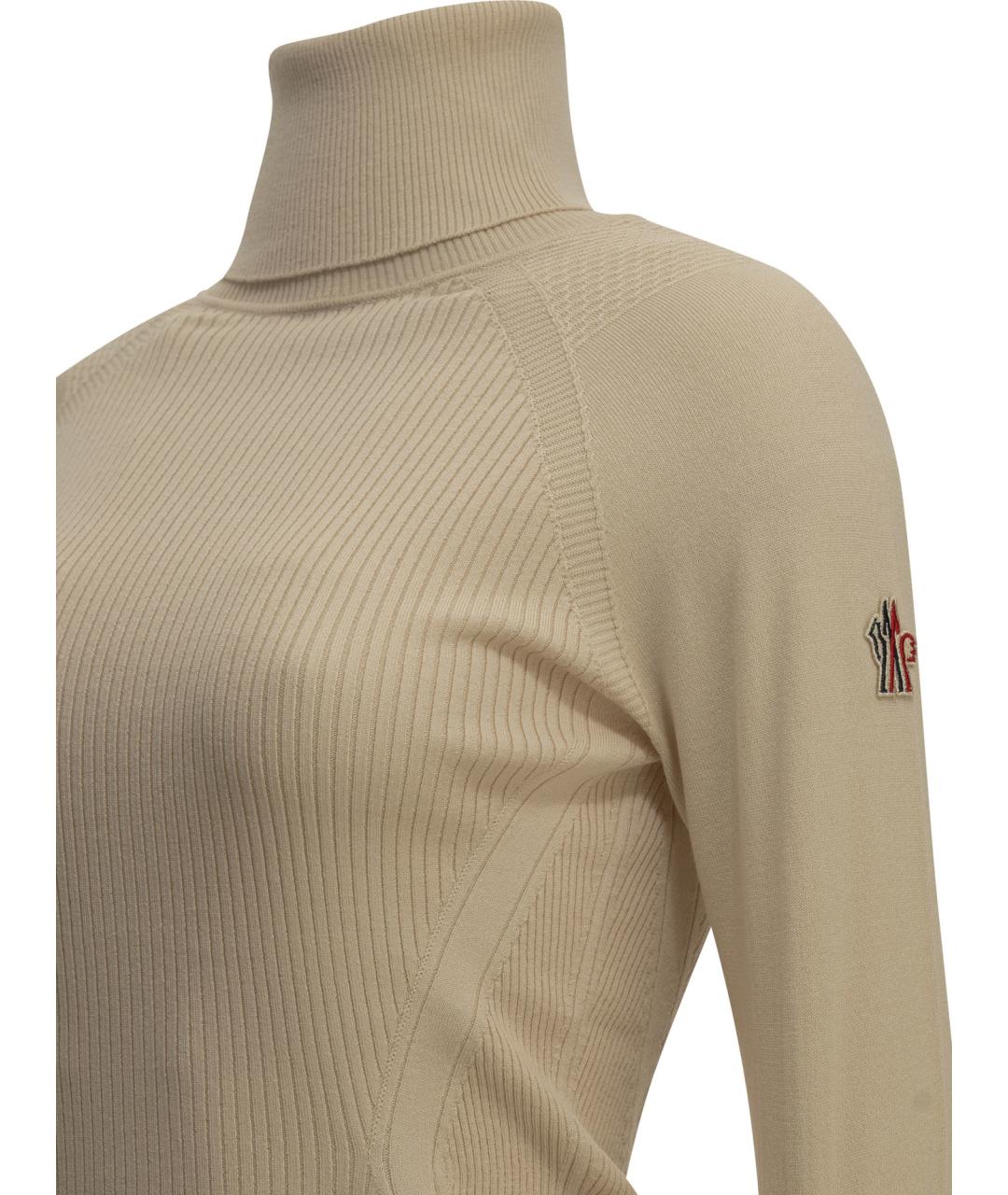 MONCLER GRENOBLE Бежевый шерстяной джемпер / свитер, фото 3