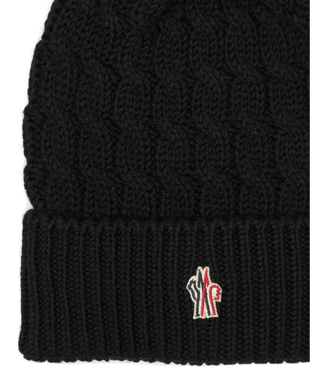 MONCLER GRENOBLE Черная шерстяная шапка, фото 3