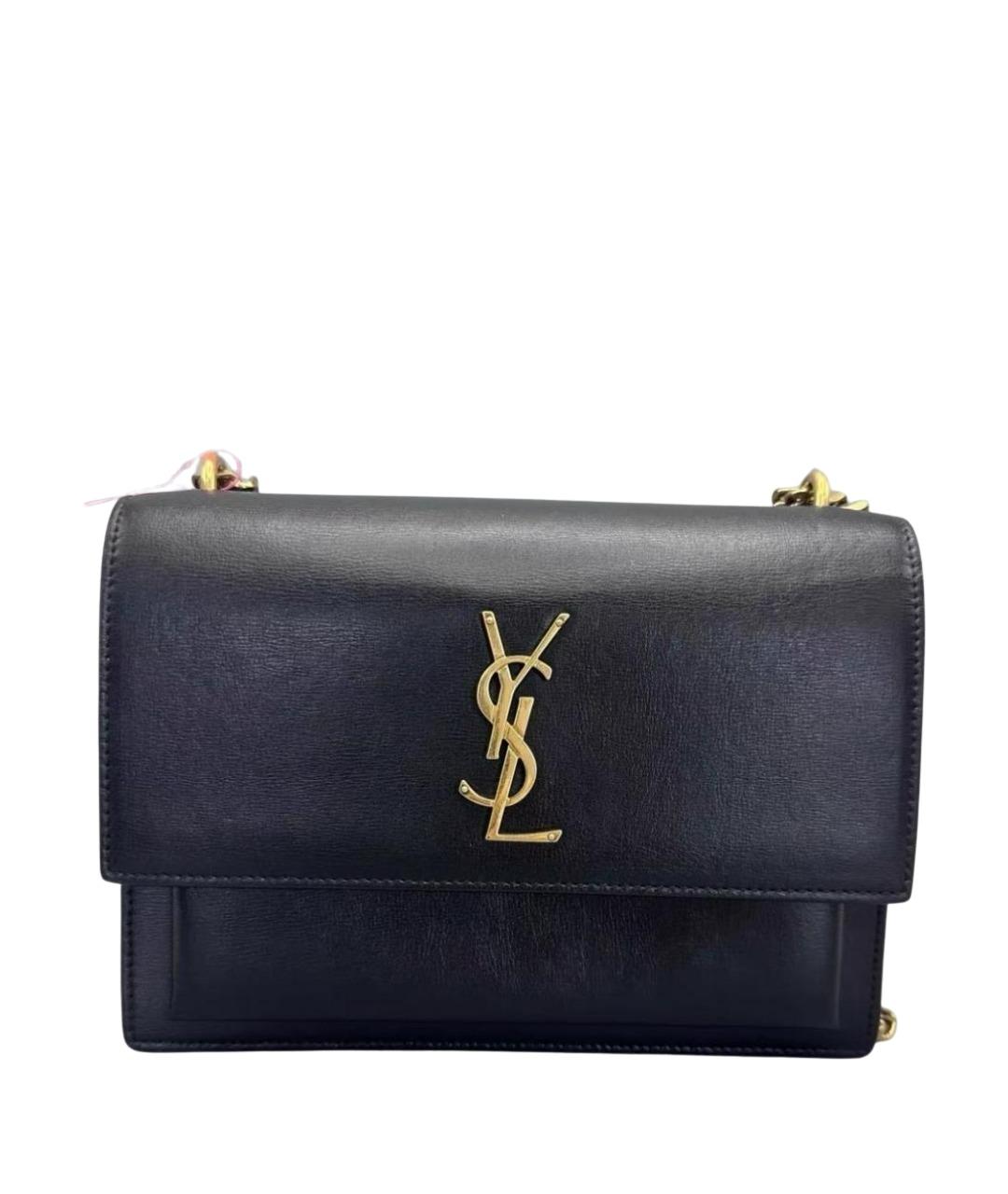SAINT LAURENT Черная кожаная сумка через плечо, фото 1