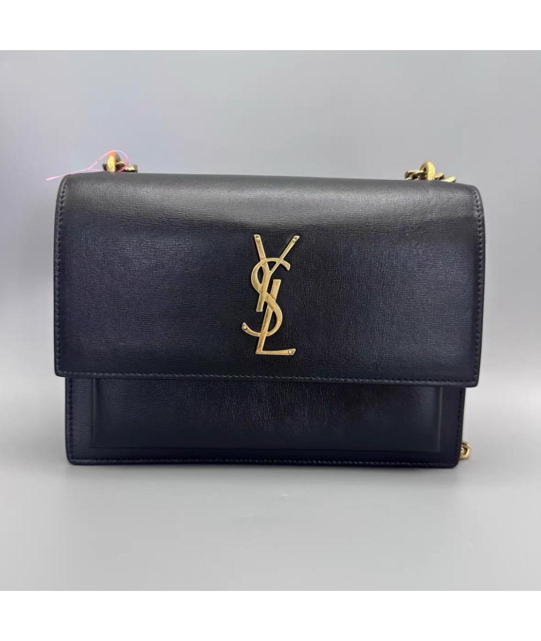 SAINT LAURENT Черная кожаная сумка через плечо, фото 2