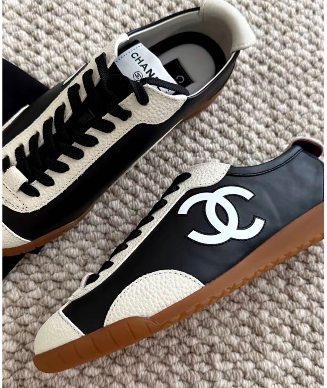 CHANEL Черные кожаные кеды, фото 3