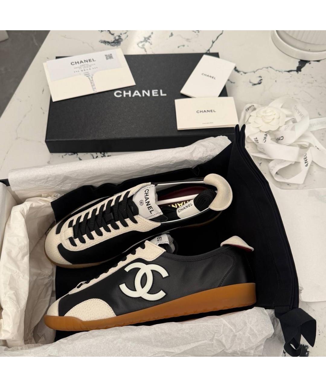 CHANEL Черные кожаные кеды, фото 2