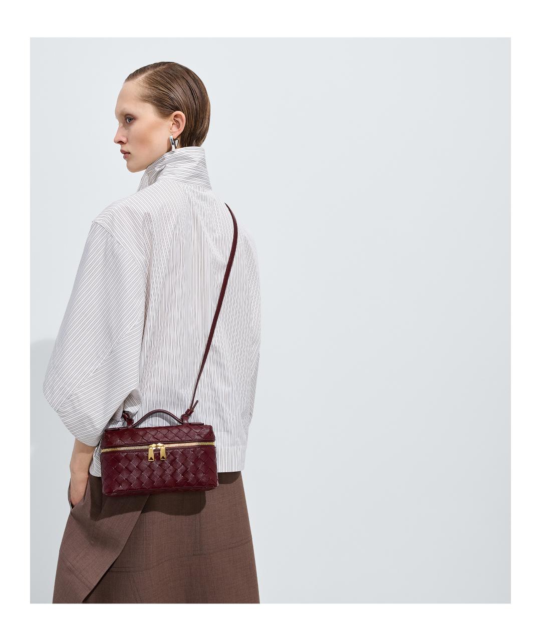 BOTTEGA VENETA Бордовая кожаная сумка через плечо, фото 2