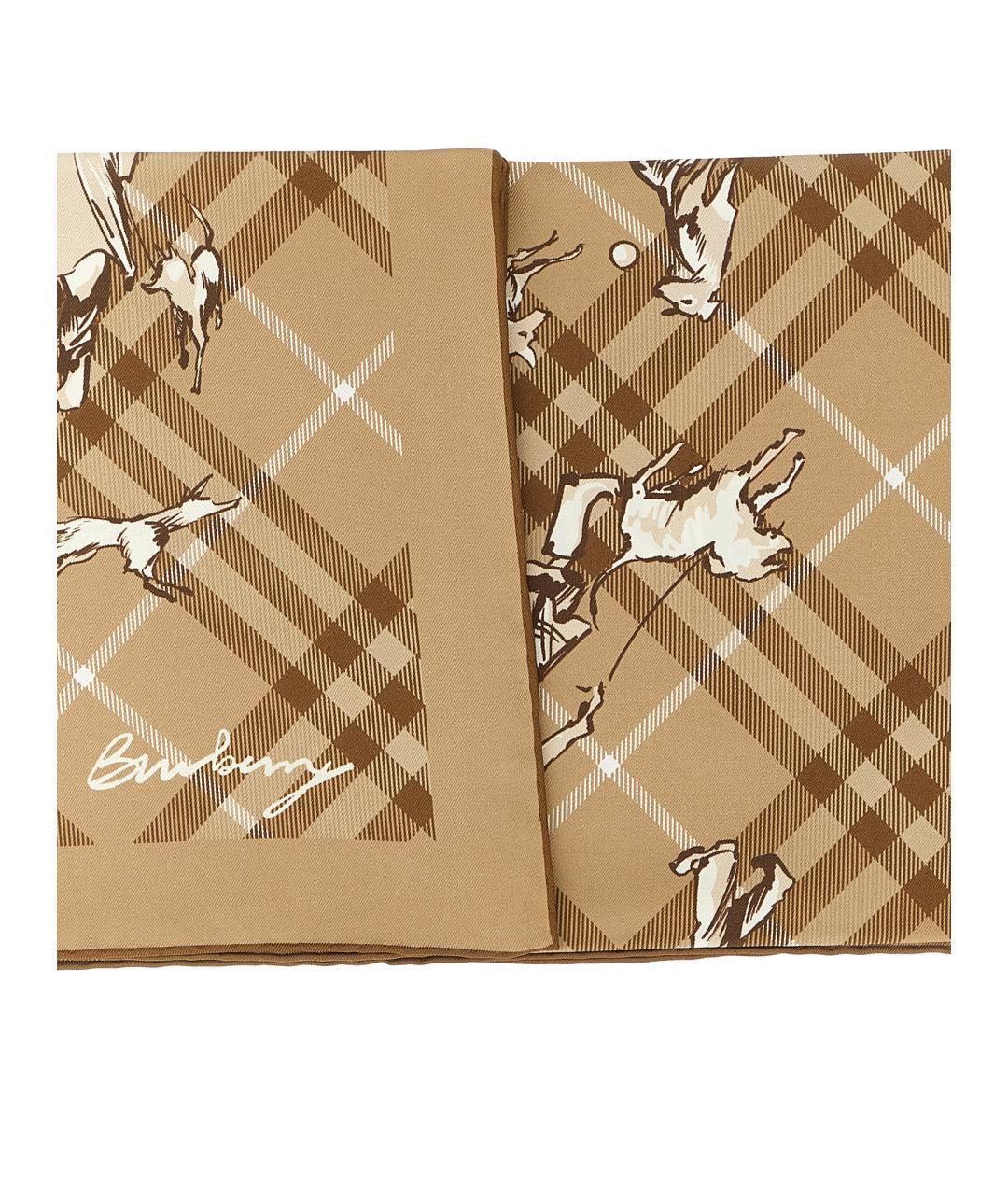 BURBERRY Бежевый шелковый шарф, фото 3
