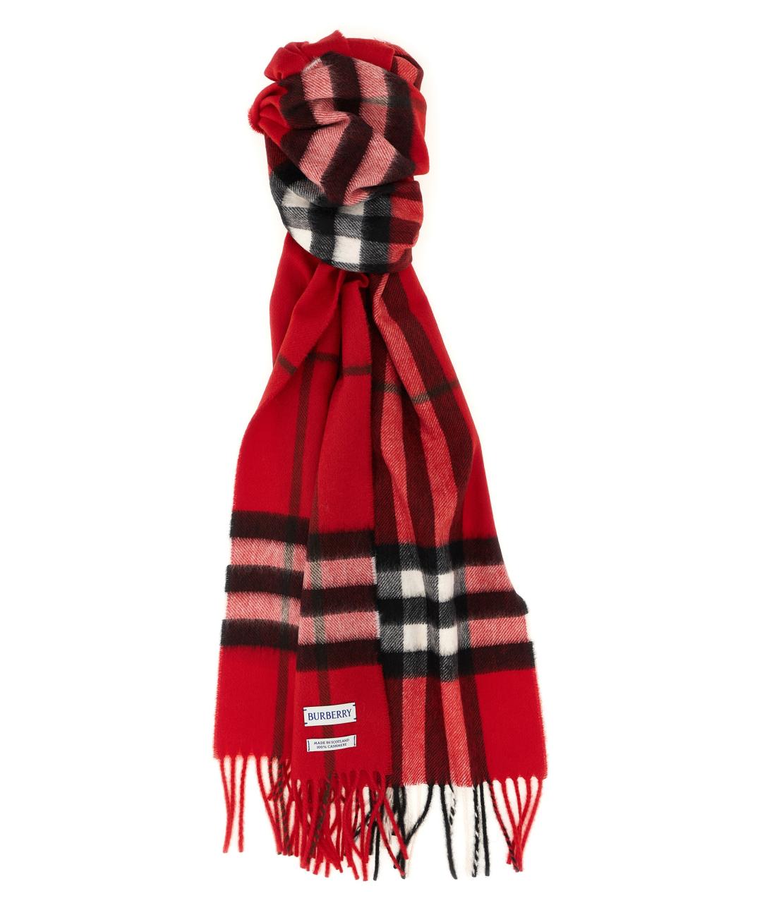 BURBERRY Красный кашемировый шарф, фото 1