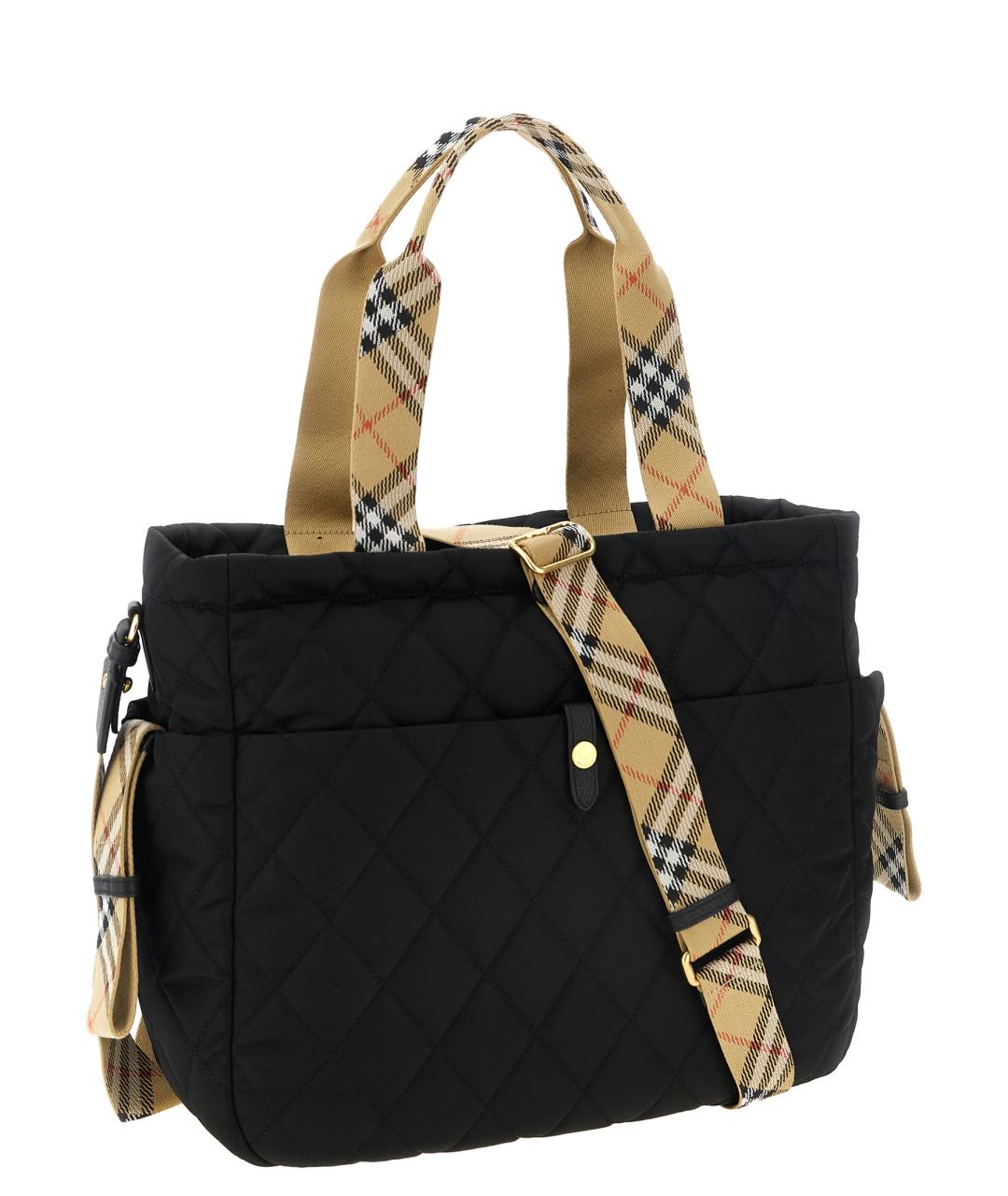 BURBERRY Черная тканевая сумка для мамы, фото 2