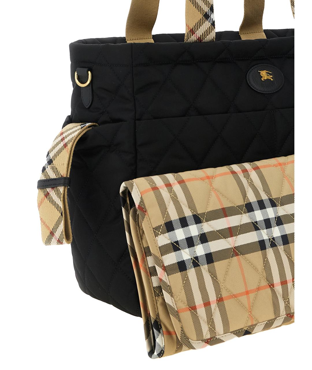 BURBERRY Черная тканевая сумка для мамы, фото 3