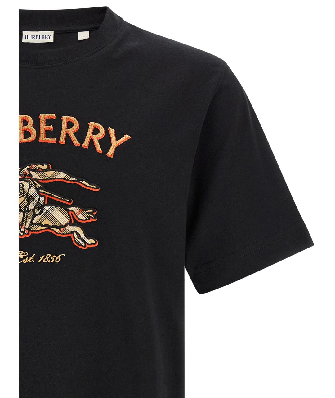 BURBERRY Черная хлопковая футболка, фото 3