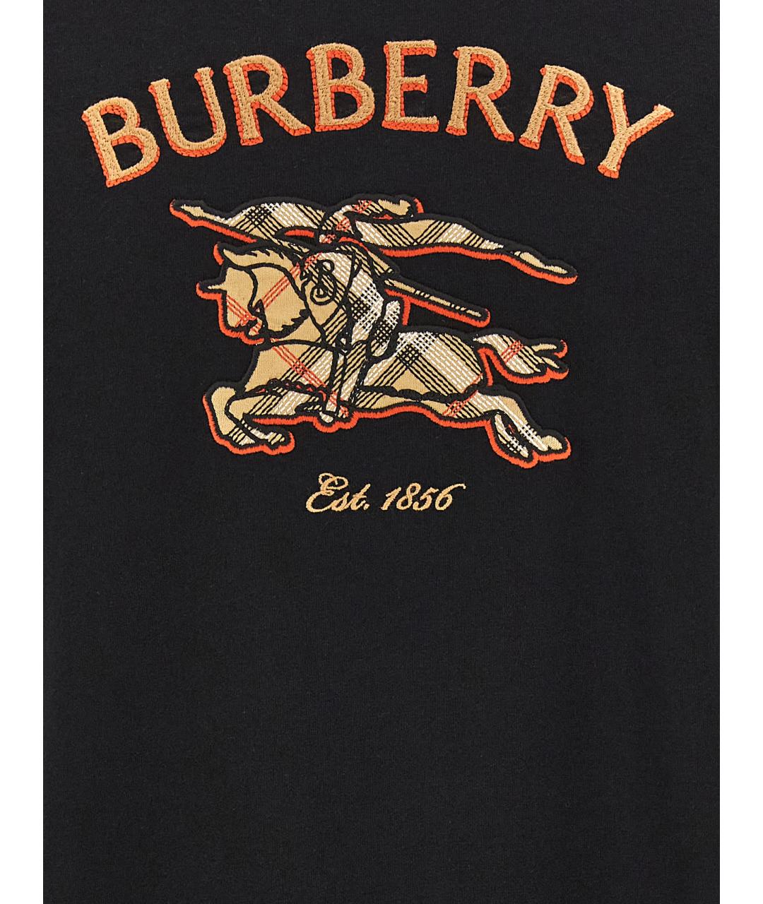 BURBERRY Черная хлопковая футболка, фото 4