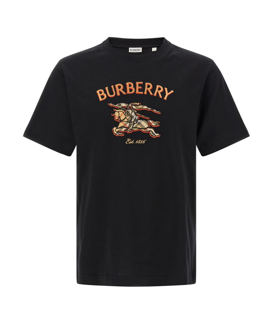 BURBERRY Черная хлопковая футболка, фото 1