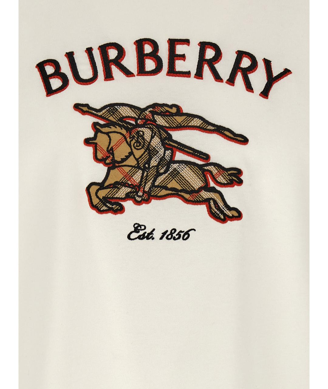 BURBERRY Белая хлопковая футболка, фото 4