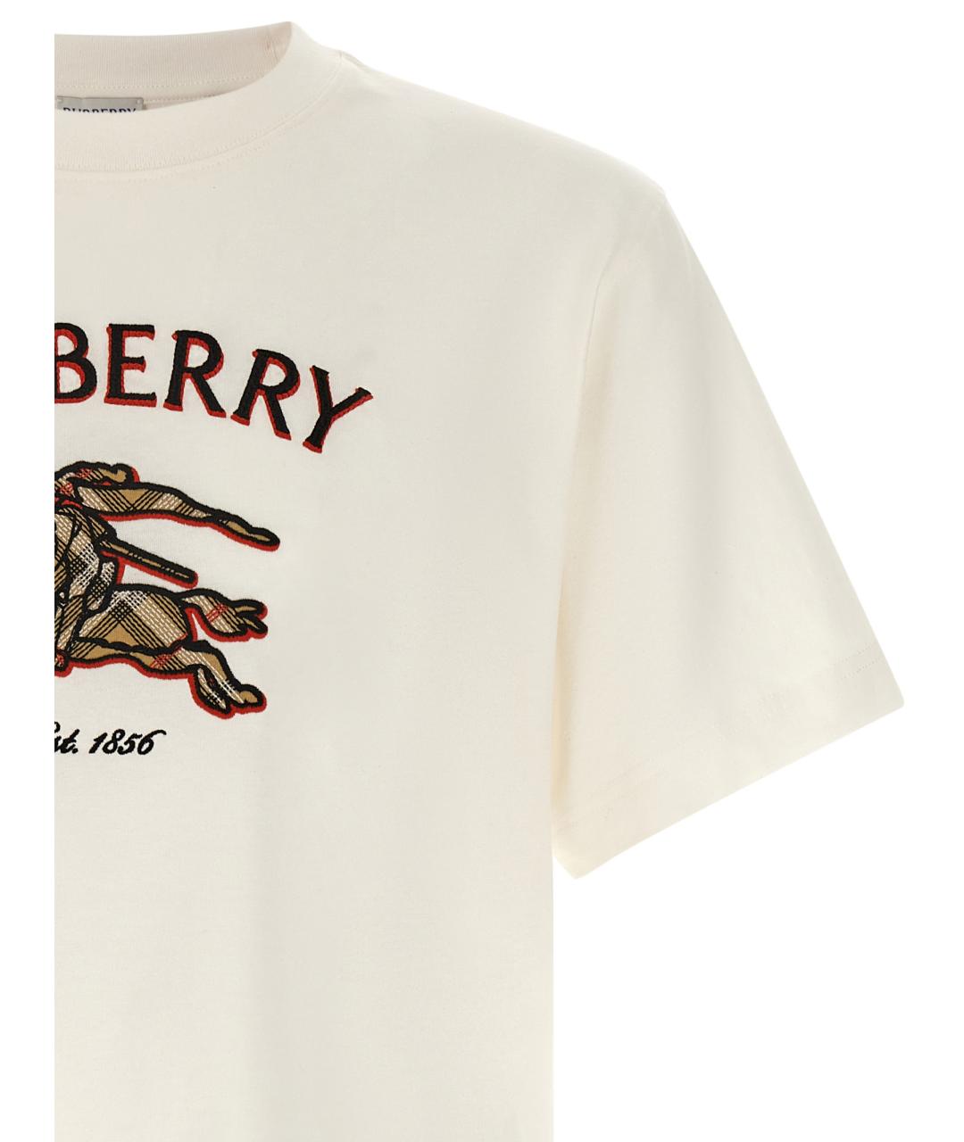 BURBERRY Белая хлопковая футболка, фото 3