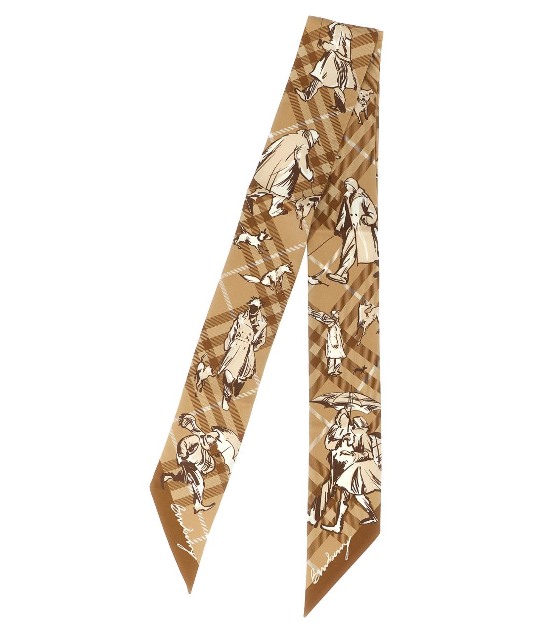 BURBERRY Бежевый шелковый шарф, фото 2