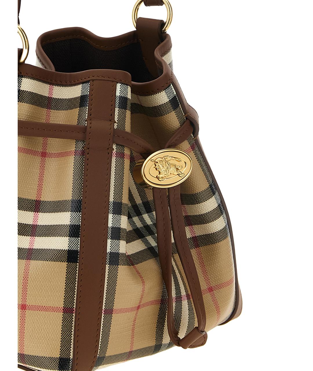 BURBERRY Бежевая хлопковая сумка с короткими ручками, фото 3