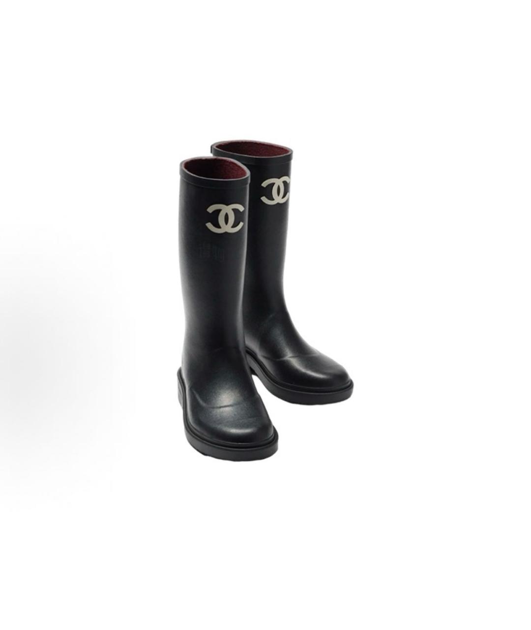 CHANEL Черные резиновые сапоги, фото 5
