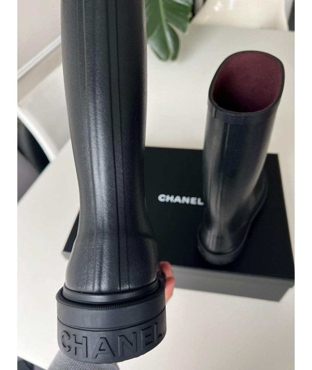 CHANEL Черные резиновые сапоги, фото 4