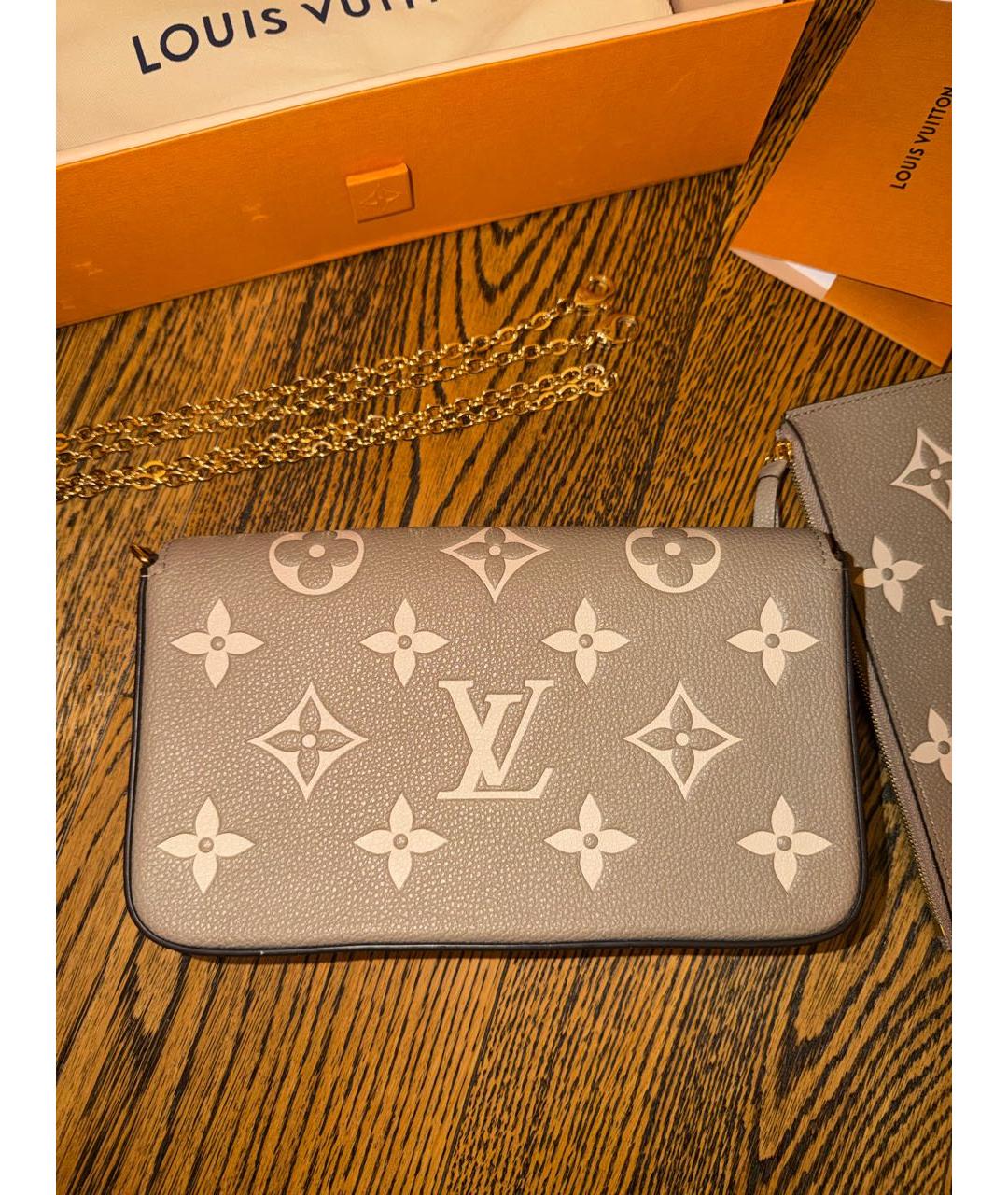 LOUIS VUITTON Бежевая кожаная сумка через плечо, фото 3
