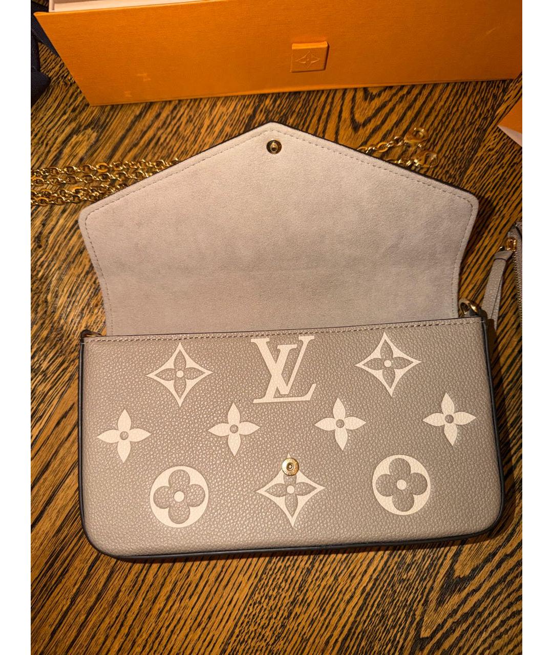 LOUIS VUITTON Бежевая кожаная сумка через плечо, фото 7