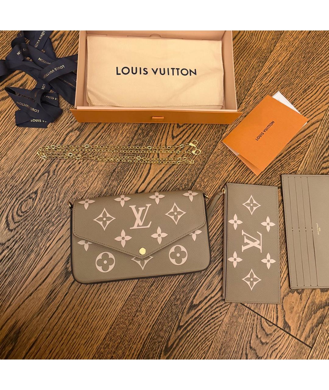 LOUIS VUITTON Бежевая кожаная сумка через плечо, фото 8