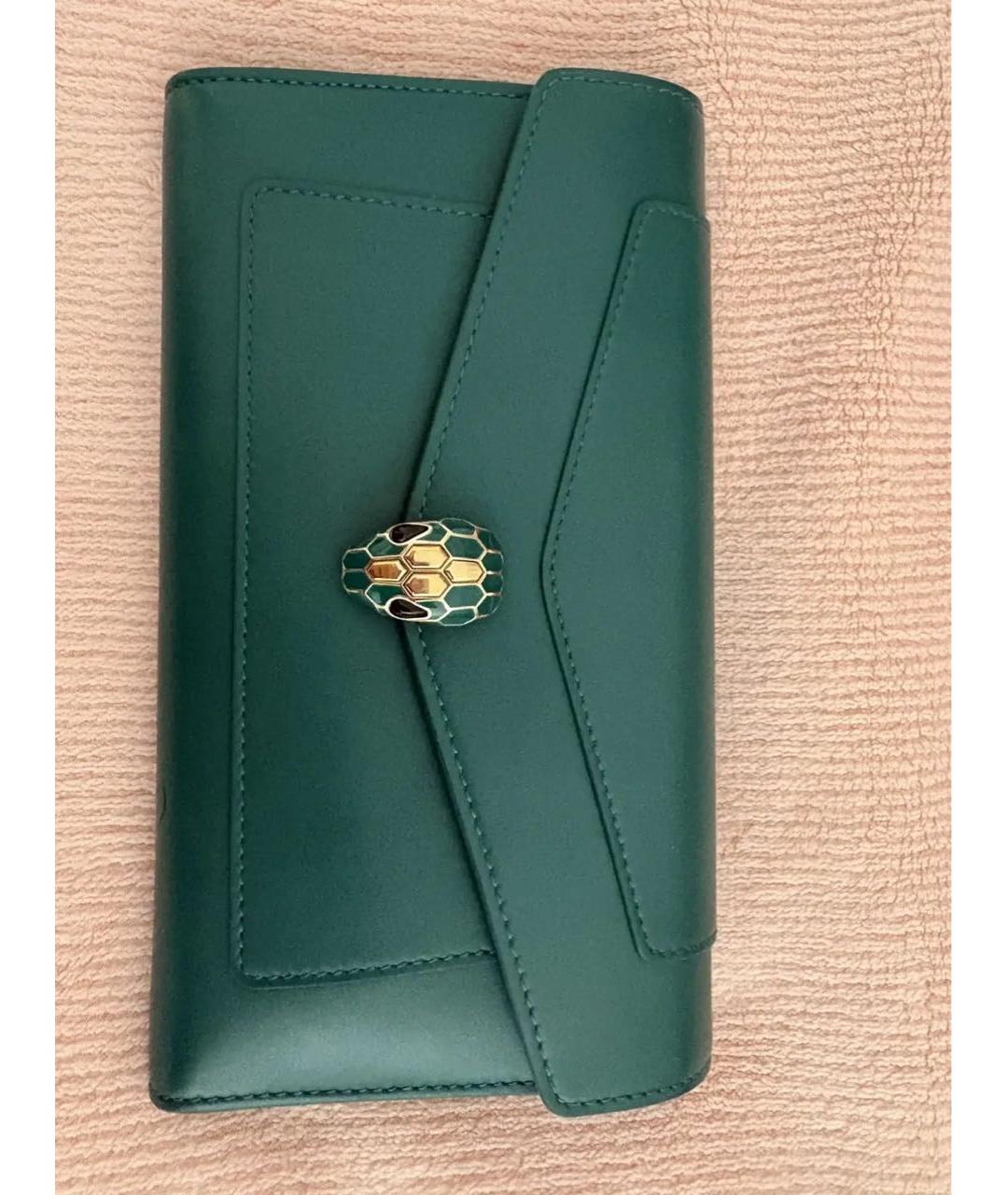 BVLGARI Зеленый кожаный кошелек, фото 2