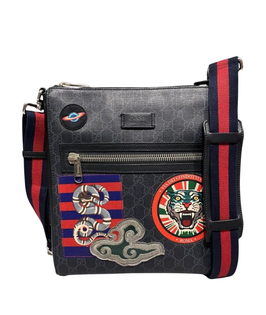 GUCCI Черная сумка на плечо из канвы, фото 1