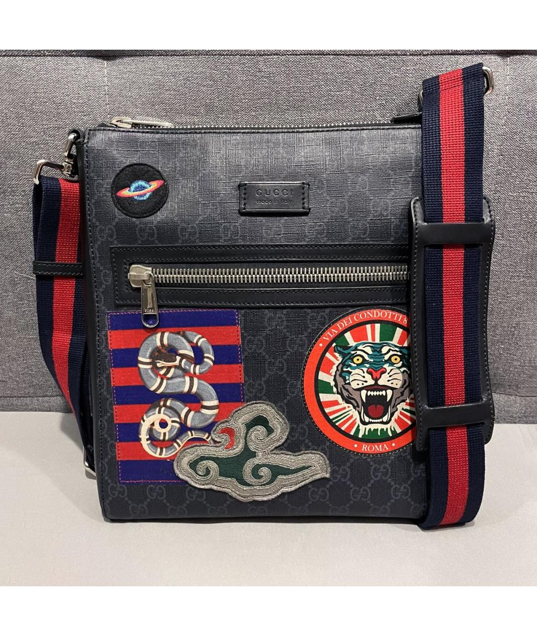 GUCCI Черная сумка на плечо из канвы, фото 9