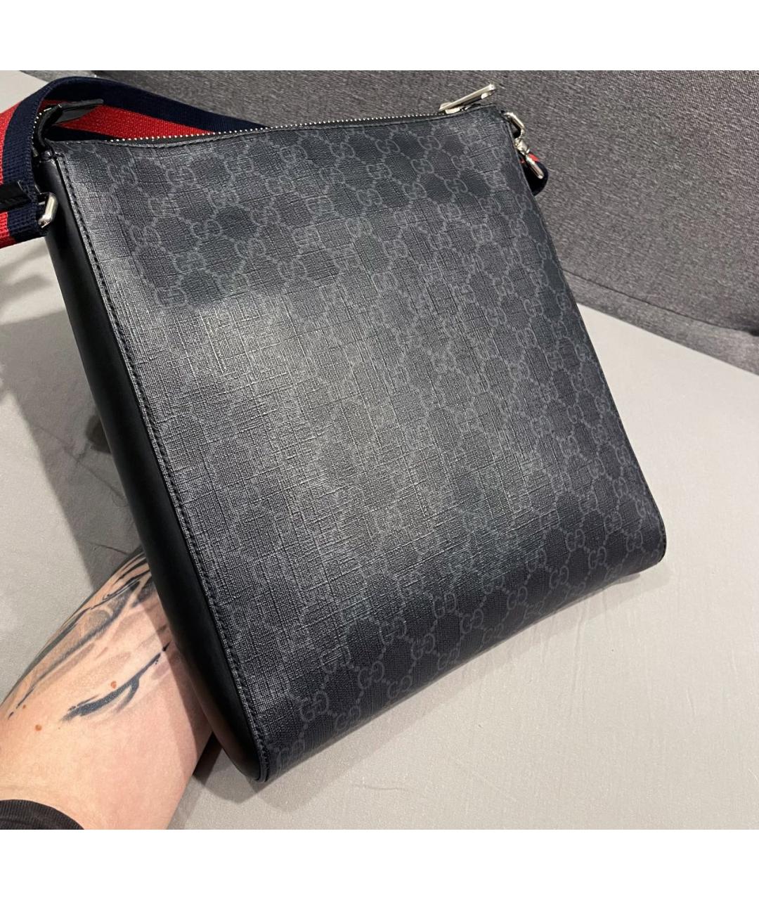 GUCCI Черная сумка на плечо из канвы, фото 3