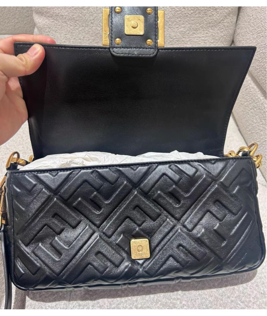 FENDI Черная кожаная сумка через плечо, фото 7